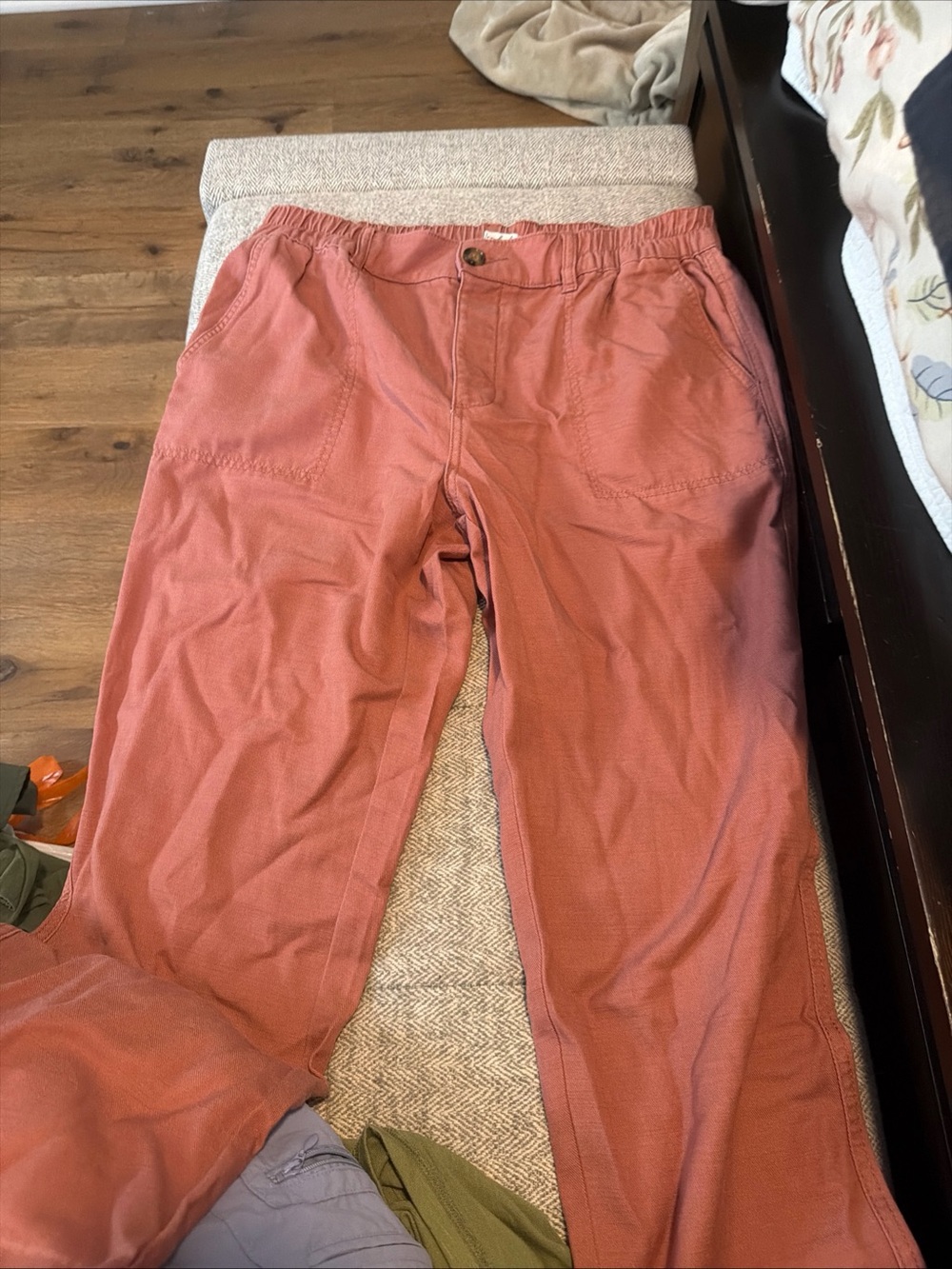 Women Casual Rust Pink Utility Pants